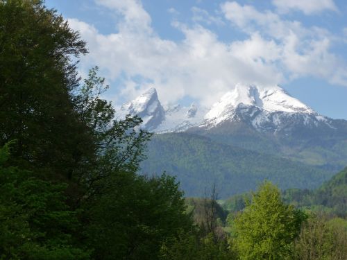Kalnai, Watzmann, Debesys, Sniegas, Berchtesgadener Žemės, Vokietija, Alpių