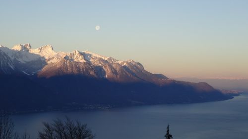 Kalnas, Kraštovaizdis, Mėnulis, Ežeras, Alpės, Gamta, Aukščiausiojo Lygio Susitikimas, Sniegas, Vaizdas, Šveicarija