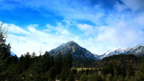 Kalnas, Dangus, Miškas, Panorama, Gamta, Vaizdas, Mėlynas, Žalias, Platus Kampas, Alpių, Garmisch Partenkirchen, Farchant, Vokietija