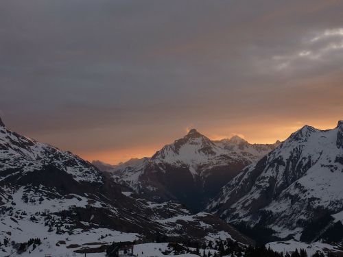 Kalnas, Kriegerhorn, Lech Am Arlberg, Sniegas, Saulėtekis, Alpių, Kalnai