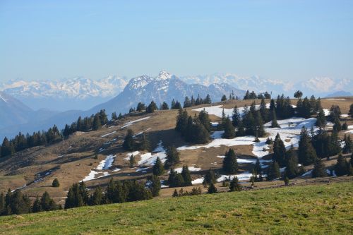 Kalnas, Haute-Savoie, Pavasaris, Slidinėjimas, Vaizdas, Kraštovaizdis, Gamta, Aukštas Kalnas, France, Dangus, Žygiai, Eglė, Alpės