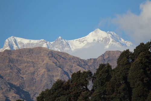 Kalnas, Panoraminis, Sniegas, Kelionė, Kraštovaizdis, Himalajiškas Vaizdas Iš Choptos, Uttarakhand