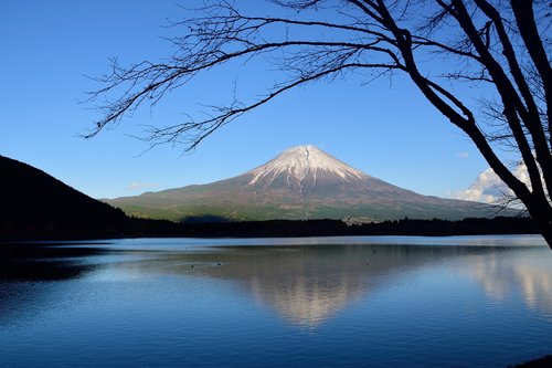 Kalnų,  Japonija,  Kalvos,  Shizuoka,  Dangus,  Ežeras,  Fuji,  Medis,  Siluetas,  Šešėlis