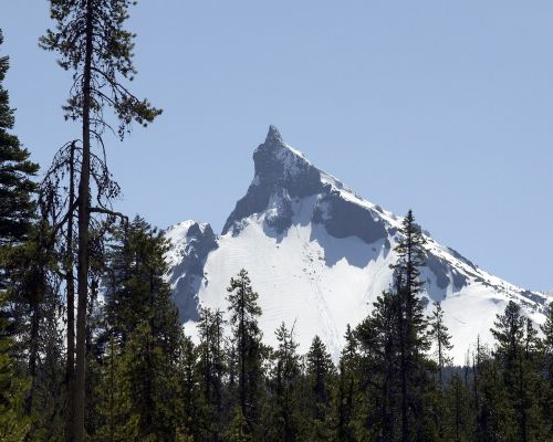 Kalnas, Kalno Thielsen, Oregonas, Usa, Sniego Kapitonas, Peizažas, Kraštovaizdis, Žiema, Gamta, Kaimas, Medžiai
