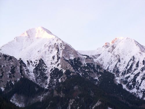 Kalnas, Tatuiruotės Kalnai, Snieguotas, Slovakija, Saulėtekis, Žiema, Kraštovaizdis