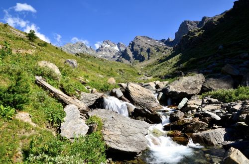 Kalnas, Torrent, Vanduo, Alpės, Gamta, Kaskados, Akmenys, Hautes Alpes, Dabartinis, Vandens Telkiniai, Vasara, Kraštovaizdis