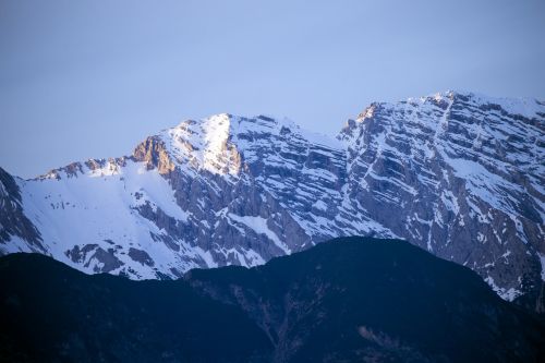 Kalnų, Austria, Tirol, Kraštovaizdis, Sniegas, Mėlynas Dangus, Ankstyvas Vakaras