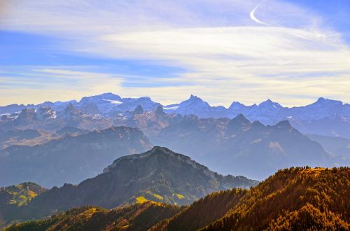 Kalnų Viršūnių Susitikimas, Panorama, Kalnų Panorama, Alpių, Numatymas, Kalnai, Toli, Platus, Gamta, Rigi, Ruduo, Šveicarija, Kraštovaizdis, Žygiai, Šventė, Centrinė Šveicarija