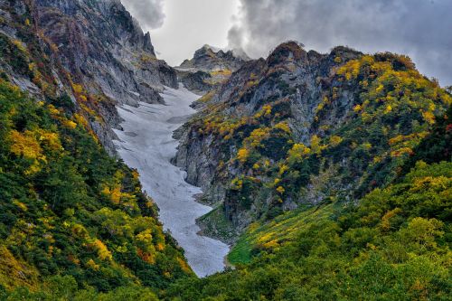Kalnuotas Kraštovaizdis, Rudens Lapai, Trys Ledyno Langai, 剣 剣, Šiaurės Alpės, Nacionalinis Parkas, Japonija