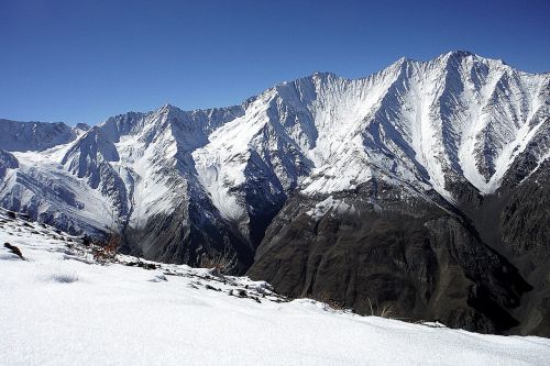 Pamir, Bartang, Kalnai, Sniegas, Dangus, Viršuje, Kraštovaizdis