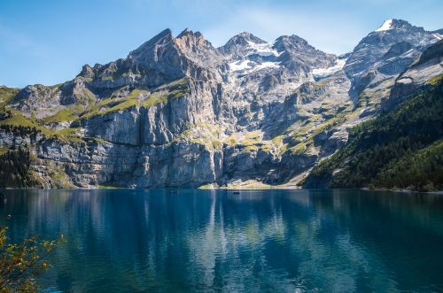 Kalnai, Ežeras, Bergsee, Šveicarija, Ežeras Oeschinen, Gamta, Kraštovaizdis, Kandersteg