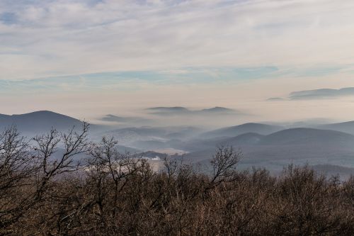 Kalnai, Slėnis, Miškas, Panorama, Gamta, Nuotaika, Gražus, Rūkas, Spalvos