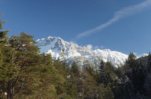 Kalnai, Karwendel, Bavarija, Vokietija, Aukščiausiojo Lygio Susitikimai, Snieguotas, Žiemos, Austria, Tyrol, Tirol, Mittenwald, Alpės