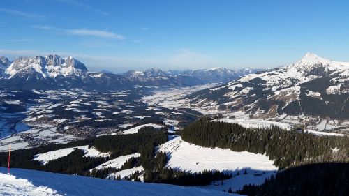 Kalnai, Alpių, Kitzbühel, Saulė, Sniegas, Žiema