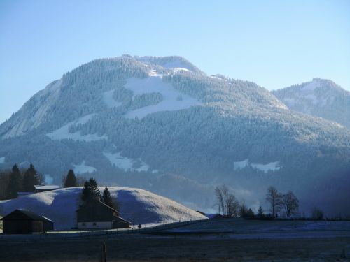 Kalnai, Gamta, Blogas Reuthe, Vorarlbergas, Žiema, Sniegas, Namai, Fono Paveikslėlis