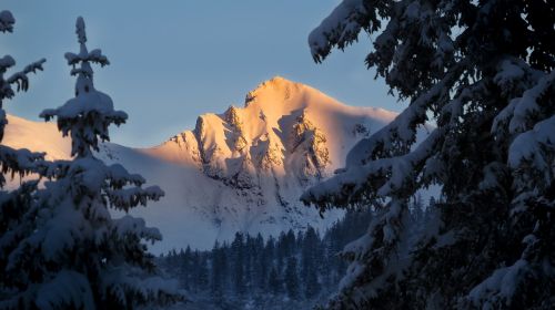 Kalnai, Alpių, Žiema, Sniegas, Kraštovaizdis, Alp, Kalnų Peizažas, Alpenglühen, Gamta