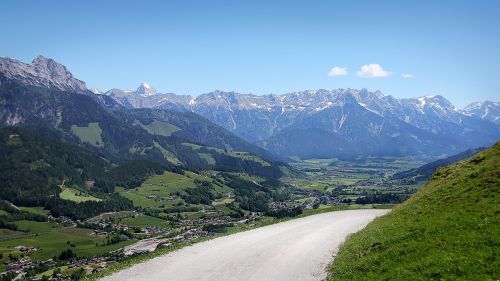 Kalnai, Austria, Alpių, Alm, Gamta, Kraštovaizdis, Toli, Panorama, Panorama, Perspektyva, Kelionė, Namai