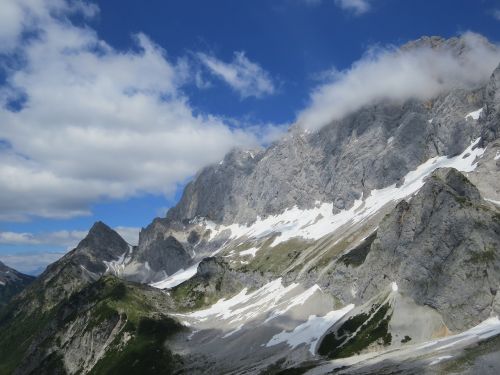Kalnai, Sniegas, Mėlynas Dangus, Austria, Sniego Viršūnė, Dachsteinas, Styria