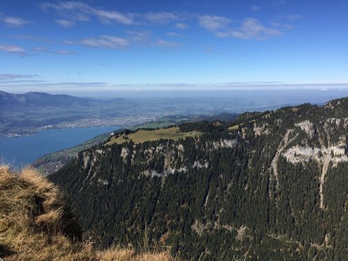 Kalnai, Ežeras, Kraštovaizdis, Gamta, Ežeras Thun, Šveicarija