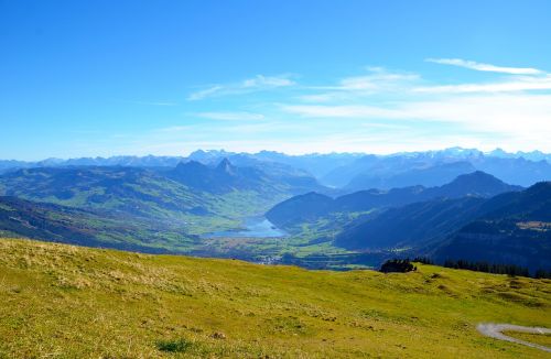 Kalnai, Numatymas, Alpių, Šveicarija, Rigi, Lauerzersee, Toli, Tolimas Vaizdas, Kalnų Pieva, Kraštovaizdis, Gamta, Dangus