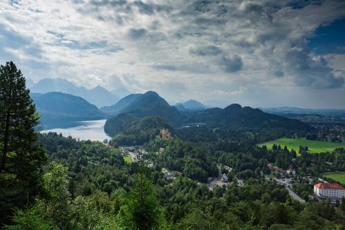 Kalnai, Neuschwanstein Pilies Vaizdas, Vaizdingas, Kraštovaizdis, Vokietija, Bavarija, Rūmai, Gamta
