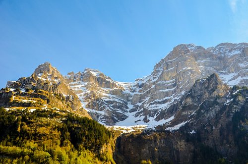 Kalnai,  Ežeras Klöntal,  Vrenelisgärtli,  Summit,  Pobūdį,  Dangus,  Kraštovaizdis,  Glarus,  Šveicarija,  Kalnų Viršūnių Susitikimas,  Sniegas,  Kalnų,  Panorama,  Alpine,  Klöntal,  Glärnisch