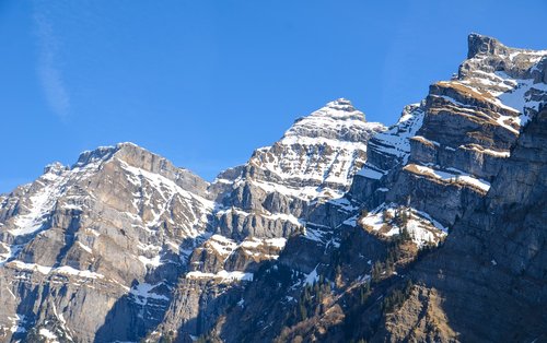 Kalnai,  Ežeras Klöntal,  Glärnisch,  Vrenelisgärtli,  Summit,  Pobūdį,  Dangus,  Kraštovaizdis,  Glarus,  Šveicarija,  Kalnų Viršūnių Susitikimas,  Sniegas,  Kalnų,  Panorama,  Alpine