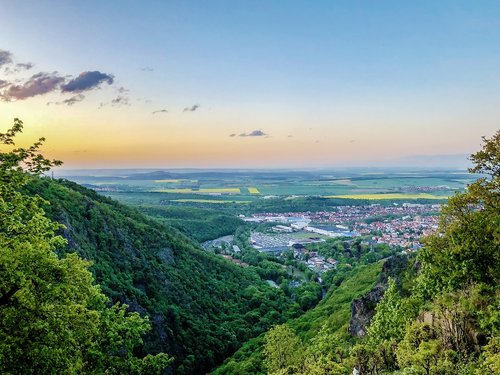 Kalnai,  Gėlės,  Medžiai,  Uolos,  Sunny,  Prieblanda,  Saulėlydžio,  Debesys