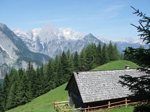 Kalnai,  Viršutinės Austrija,  Kalnų Namelis,  Summit,  Pobūdį,  Smailus Sienelę,  Puikus Priel,  Alpine Namelis