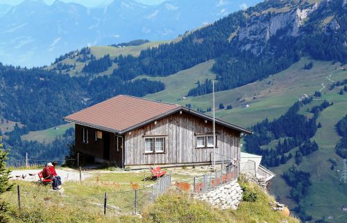 Kalnai, Kalnų Namelis, Vaizdas, Turistai, Romantiškas, Swiss Alps, Ebenalp, Appenzell, Šveicarija