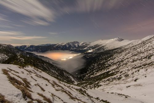 Kalnai, Naktis, Gamta, Sniegas, Žiema, Slovakija, Mažos Tatros