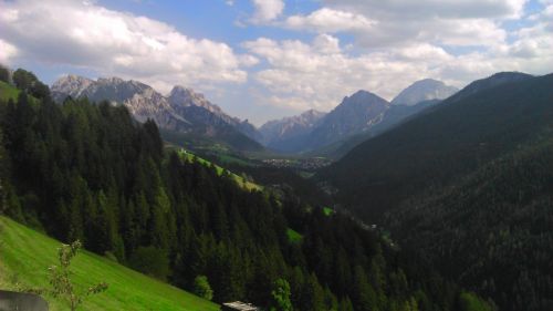 Kalnai, Dolomitai, Italy, Žygiai, South Tyrol, Kraštovaizdis, Vasara, Žygis, Alpių, Žalias, Medžiai, Debesys, Dangus, Plunksna