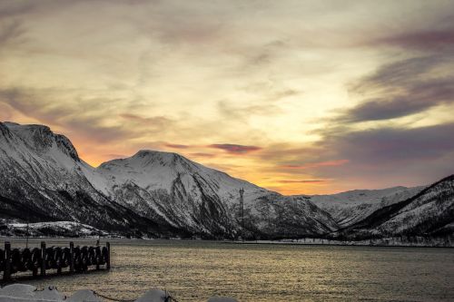 Kalnai, Fjordas, Saulėlydis, Uostas