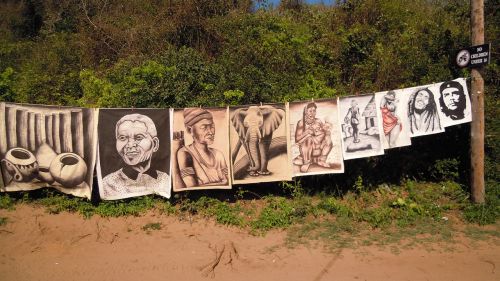 Mozambikas, Afrika, Gatvės Turgus, Dažymas, Menas, Portretas, Žmonės, Pardavimas