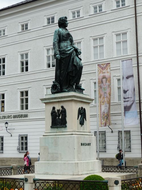 Mozarto Memorialas, Paminklas, Mozartas, Bronzos Statula, Statula, Mozarto Aikštė, Salzburg, Senamiestis, Austria