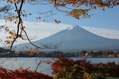 Mt Fuji, Japonija, Ruduo, Ežeras Kawaguchi, Pasaulio Paveldo Vieta, Kalnas, Sniegas, Dangus, Ežeras, Yamanashi, Kraštovaizdis, Giedras Dangus, Harumi