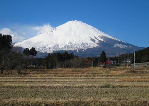Mt Fuji, Gotemba, Kaimas, Ryžiai, Žiema, Prefektūra Shizuoka, Piliakalnis