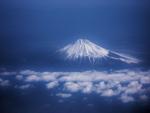 Mt Fuji, Aerofotografija, Debesis, Mėlynas, Tamsiai Mėlyna, Žiema, Fuji, Sniegas, Iš Dangaus