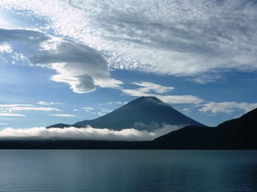 Mt Fuji, Ežero Motosu, Fuji Penkių Ežerų Mikata, Ežeras, Debesis, Yamanashi