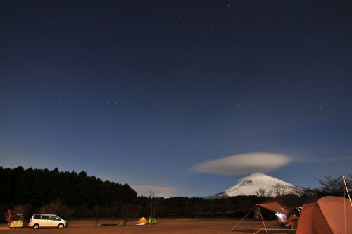 Mt Fuji, Naktis, Kempingas