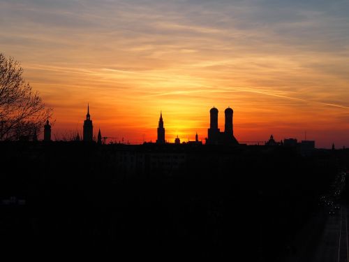 Munich, Panorama, Saulėlydis