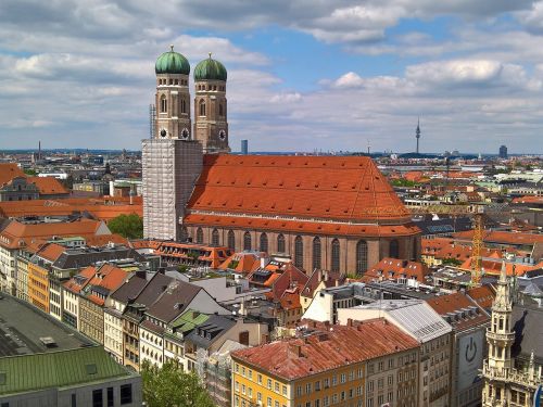 Munich, Mūsų Ponios Katedra, Frauenkirche, Bavarija, Orientyras, Pastatas, Svogūnų Kupolas, Bokštai, Bokštas, Miestas