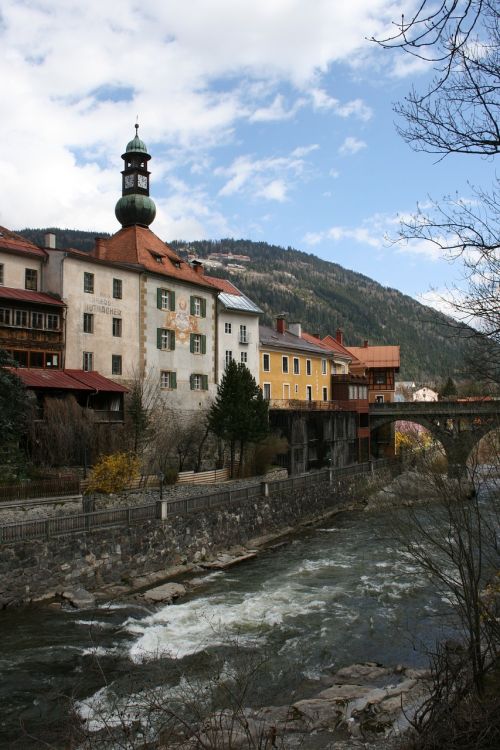 Murau, Styria, Austria, Upė, Miestas, Vanduo, Tiltas