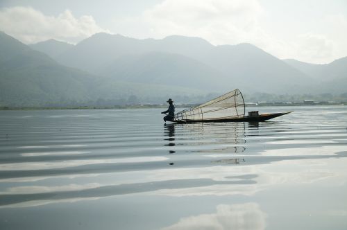 Mianmaras, Burma, Žvejys, Ežero Inle
