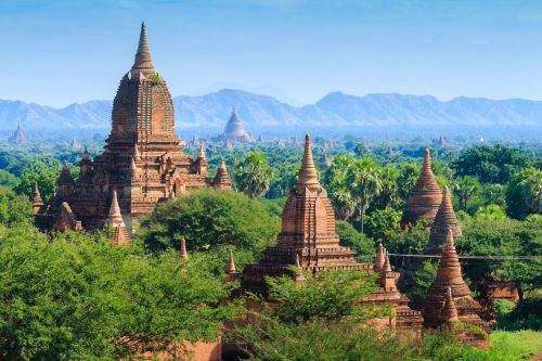 Bagan, Mianmaras, Archeologijos Zona, Panorama, Šventykla Minyeingon, Unesco, Rūgštus