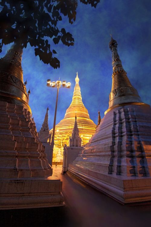 Mianmaras, Shwedagon, Šventykla Naktį, Pagoda