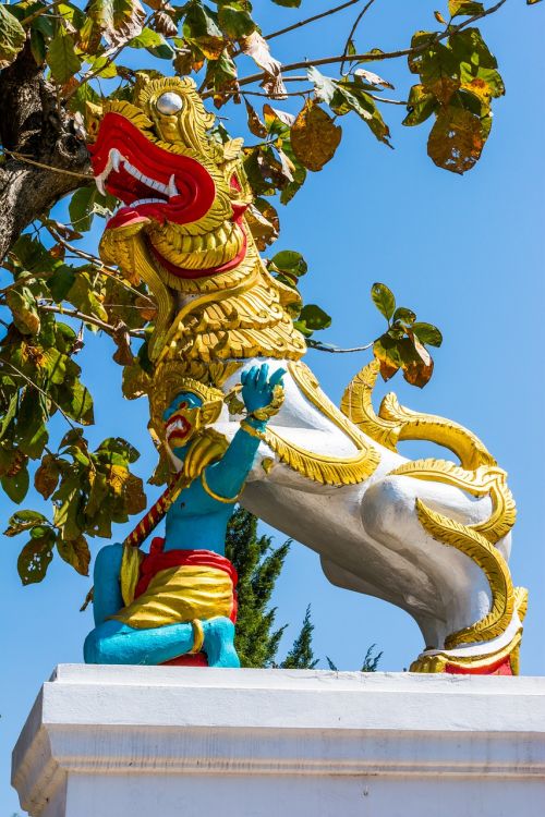 Mitinės Būtybės, Liūtas, Šventyklos Kompleksas, Šventykla, Šiaurės Tailandas