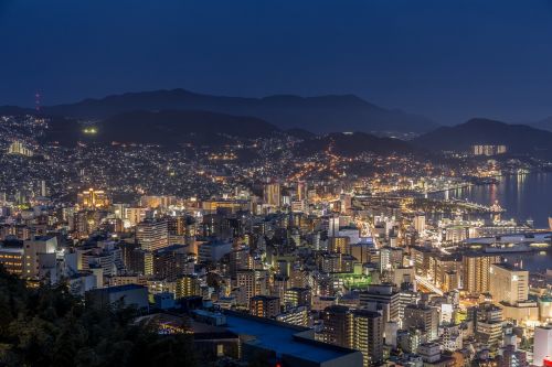 Nagasaki, Naktinis Vaizdas, Trys Pagrindiniai Japonijos Nakties Vaizdai, Naktis, Miesto Panorama, Šviesa, Nagasakio Įlanka, Gatvės Šviesos, Japonija - Trys Pagrindiniai Naktiniai Vaizdai Pasaulyje, Kelionė, Užeiga, Langai, Kyushu, Vaizdas