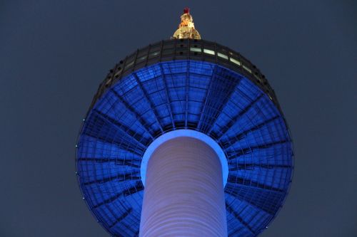 Namsan, N Seoul Bokštas, Seulas, Korėjos Respublika, Namsan Bokštas, Naktinis Vaizdas