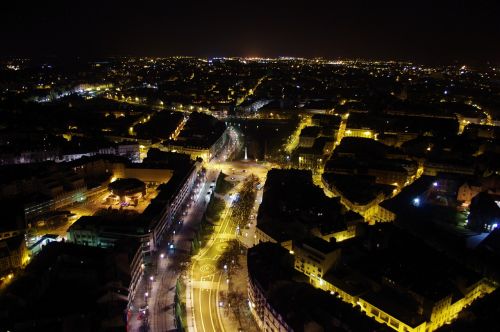 Nantes, Vaizdas Iš Viršaus, Naktis, Gatves